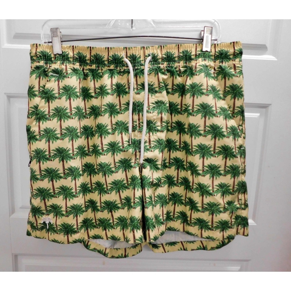 OAS Swim Trunks Men's Size XL Palm Tree Print Drawstring Pocket Lined